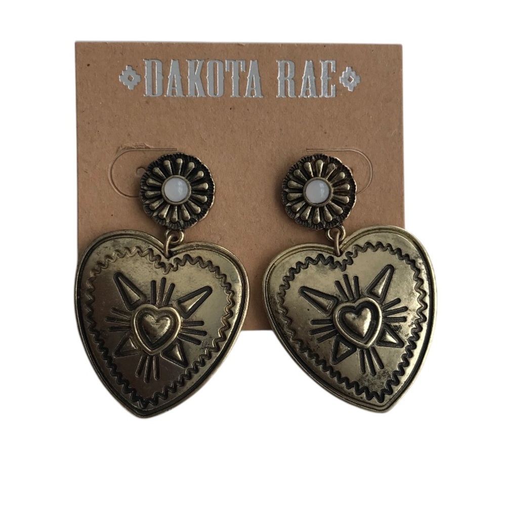 Dakota Rae Heart Dangle Gold-tone Earrings - Picture 2 of 2